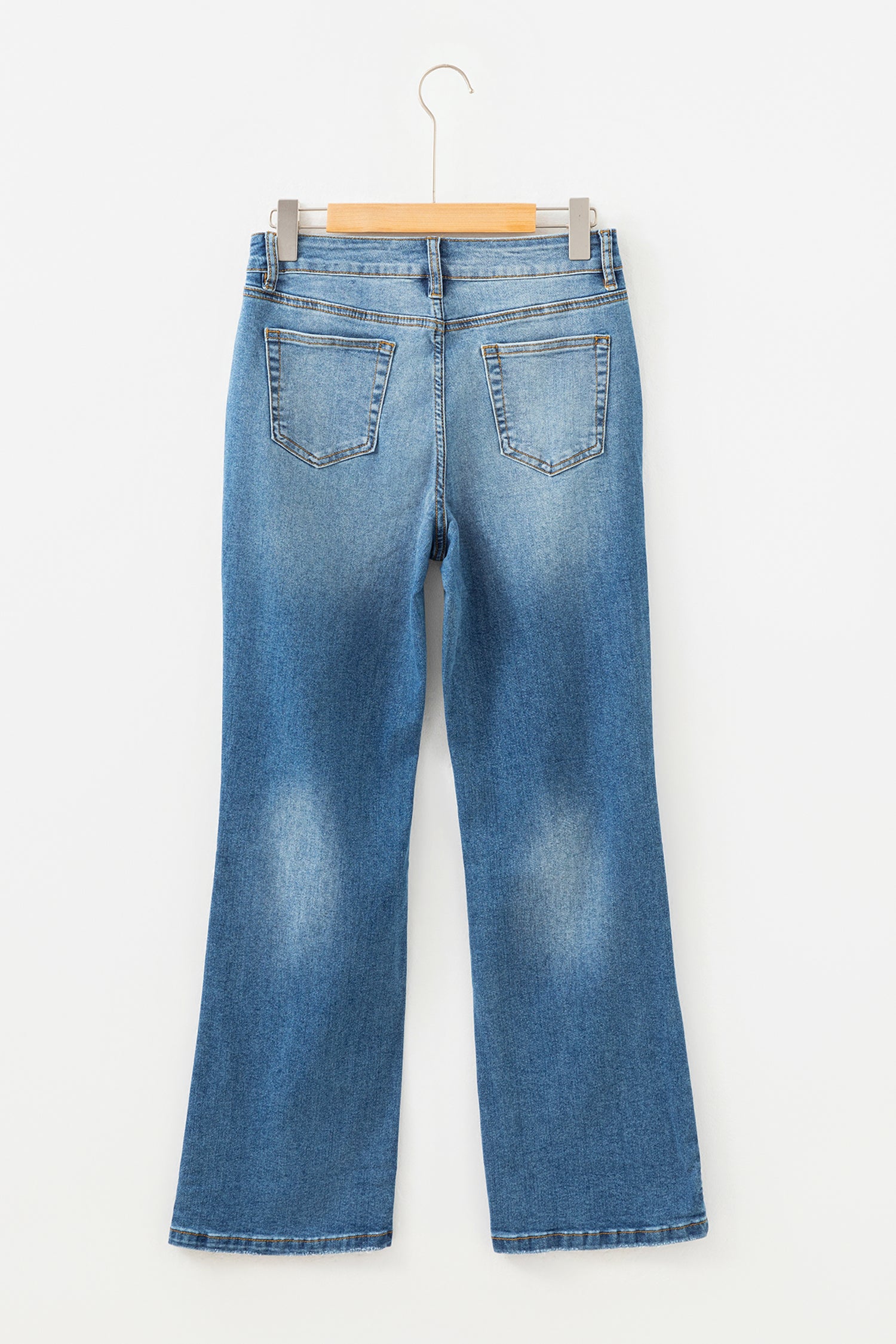 Myosotis Mid Rise Distressed Straight Leg Jeans