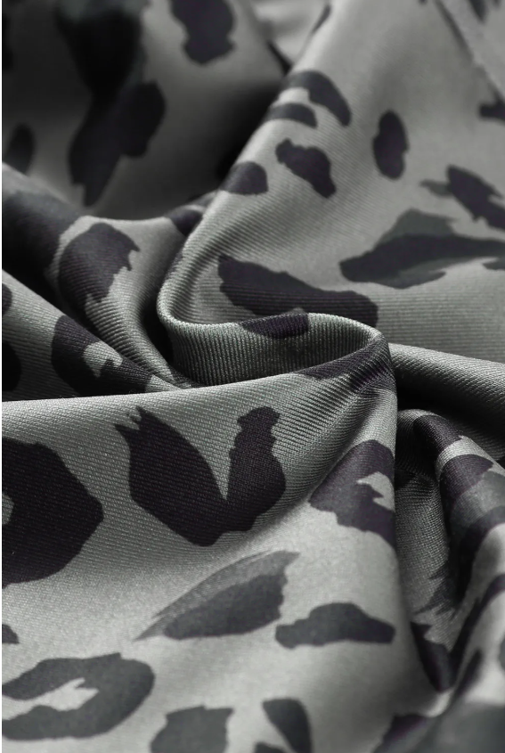 Gray Leopard Print Active Leggings