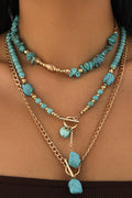 Gold Plated Turquoise Layered Necklace Set
