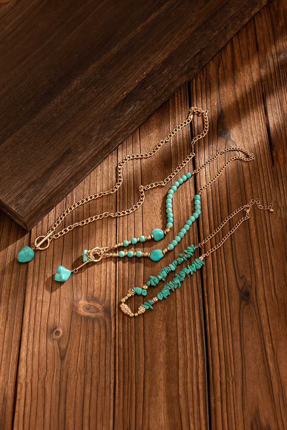 Gold Plated Turquoise Layered Necklace Set