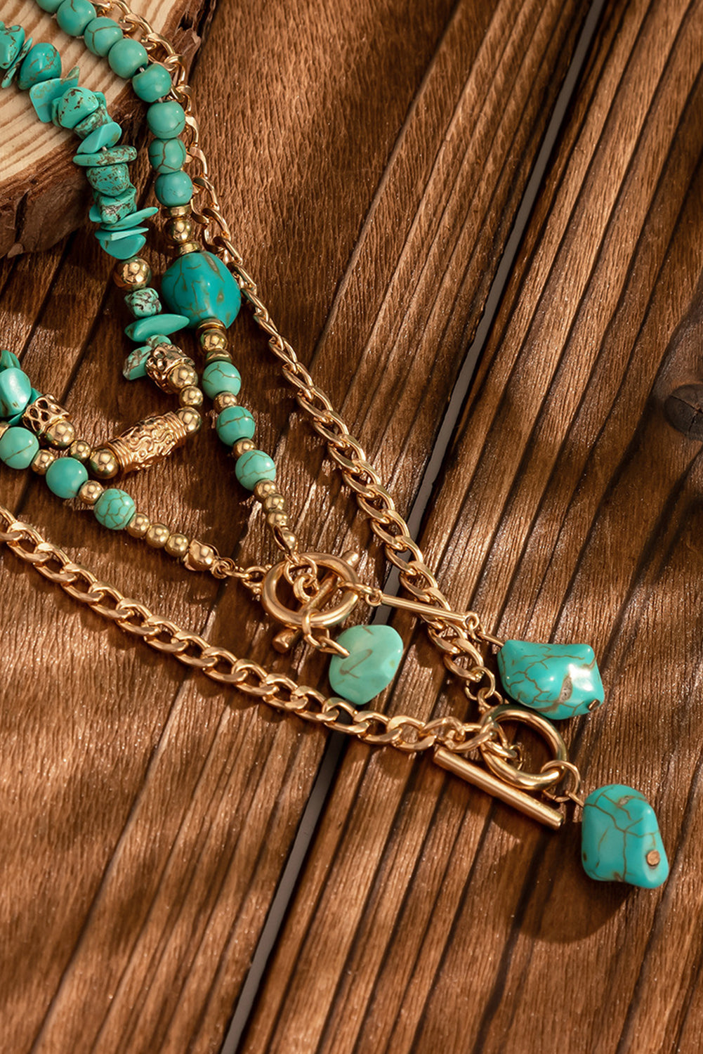 Gold Plated Turquoise Layered Necklace Set