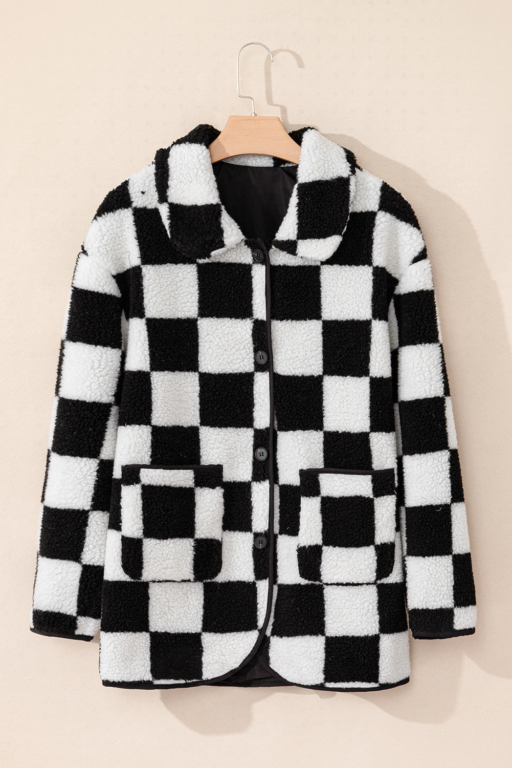 Black Checkered Fleece Jacket