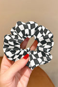 Black Checkerboard Pattern Scrunchie