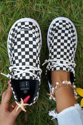 Black Checkered Print Shoes