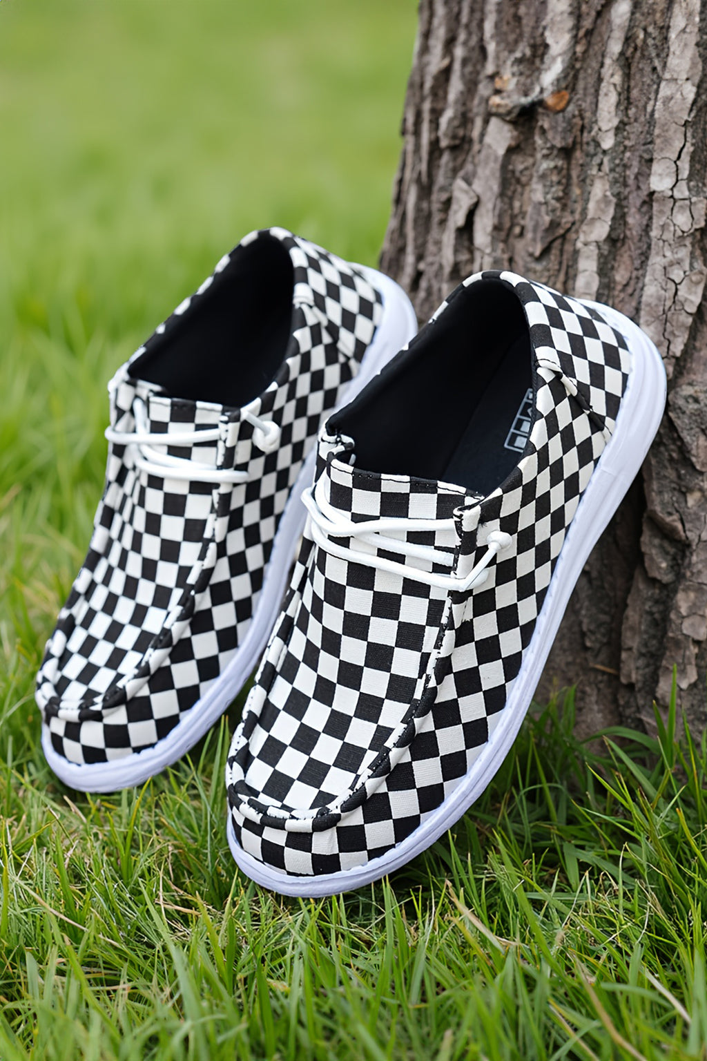 Black Checkered Print Shoes