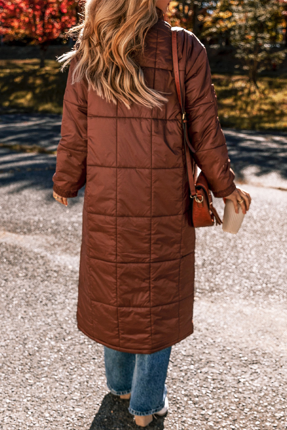 Coffee Quilted Puffer Long Coat