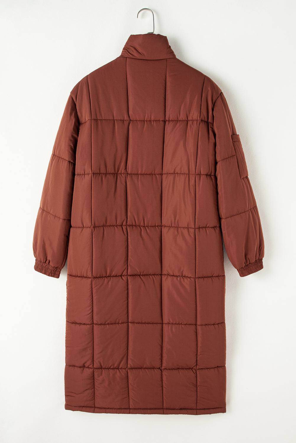Coffee Quilted Puffer Long Coat