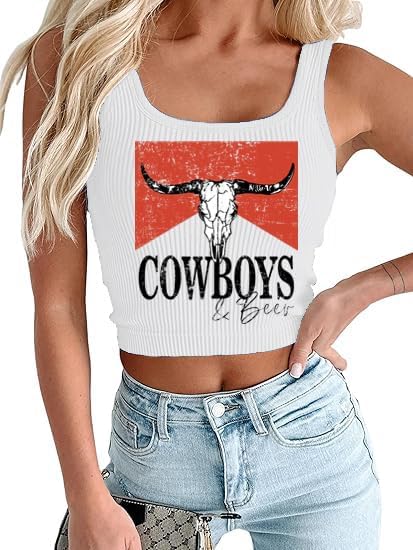 “Cowboys & Beer” Crop Tank Top