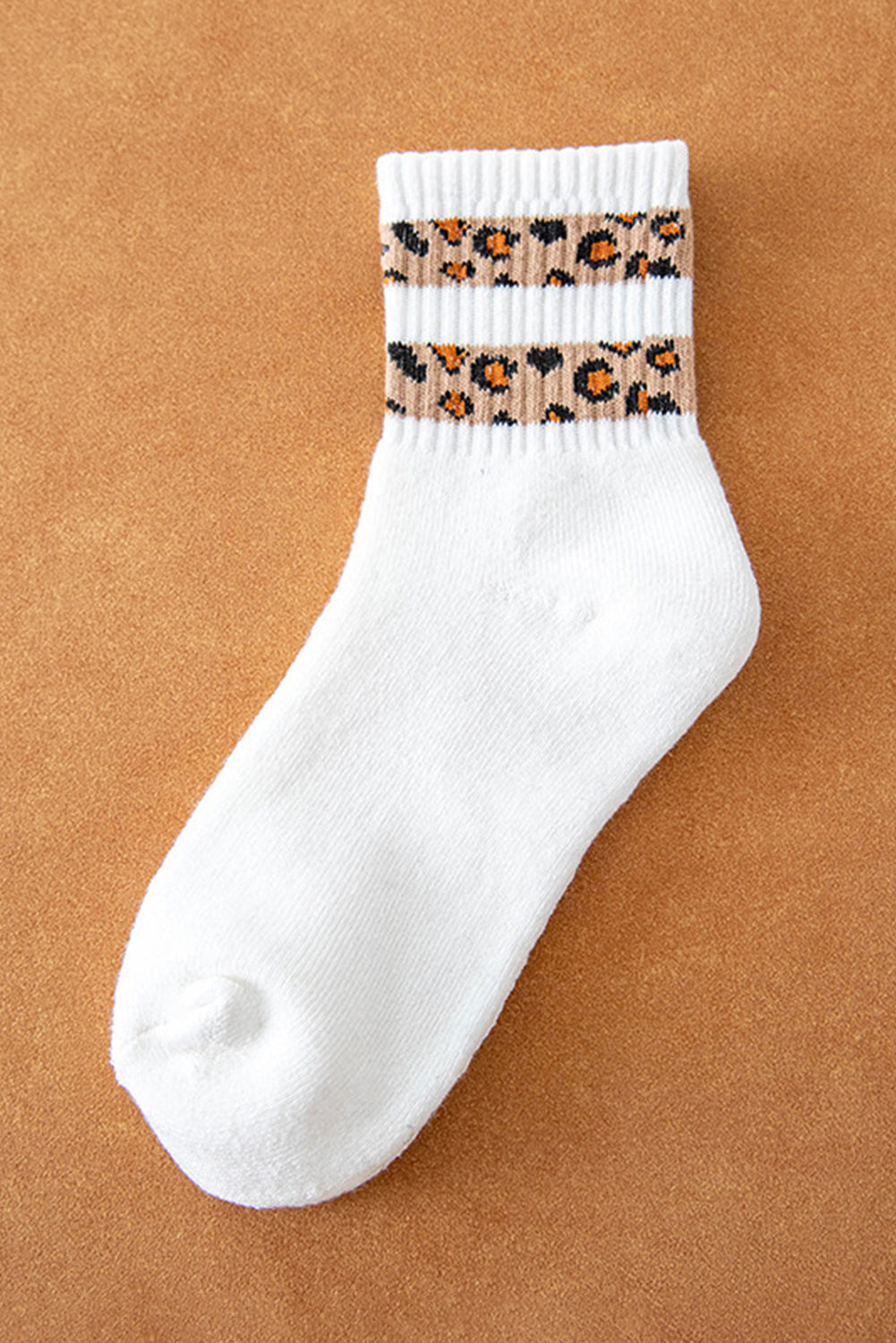 White Leopard Striped Socks