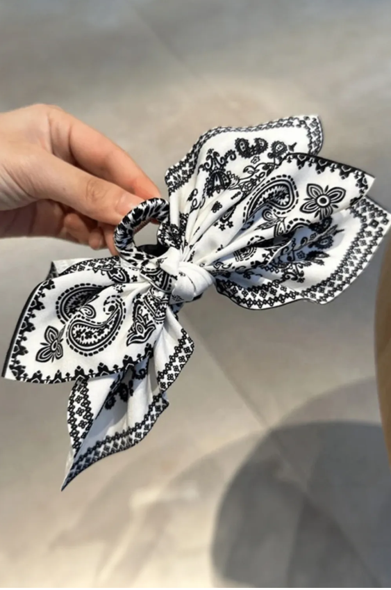 Paisley Floral Print Bow Hair Clip