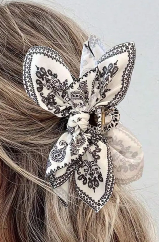 Paisley Floral Print Bow Hair Clip