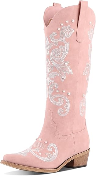 Pearl Embroidered Western Boots
