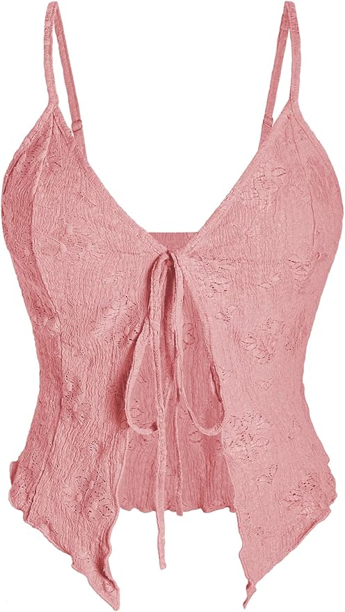 Lace Tie Front Tank Top