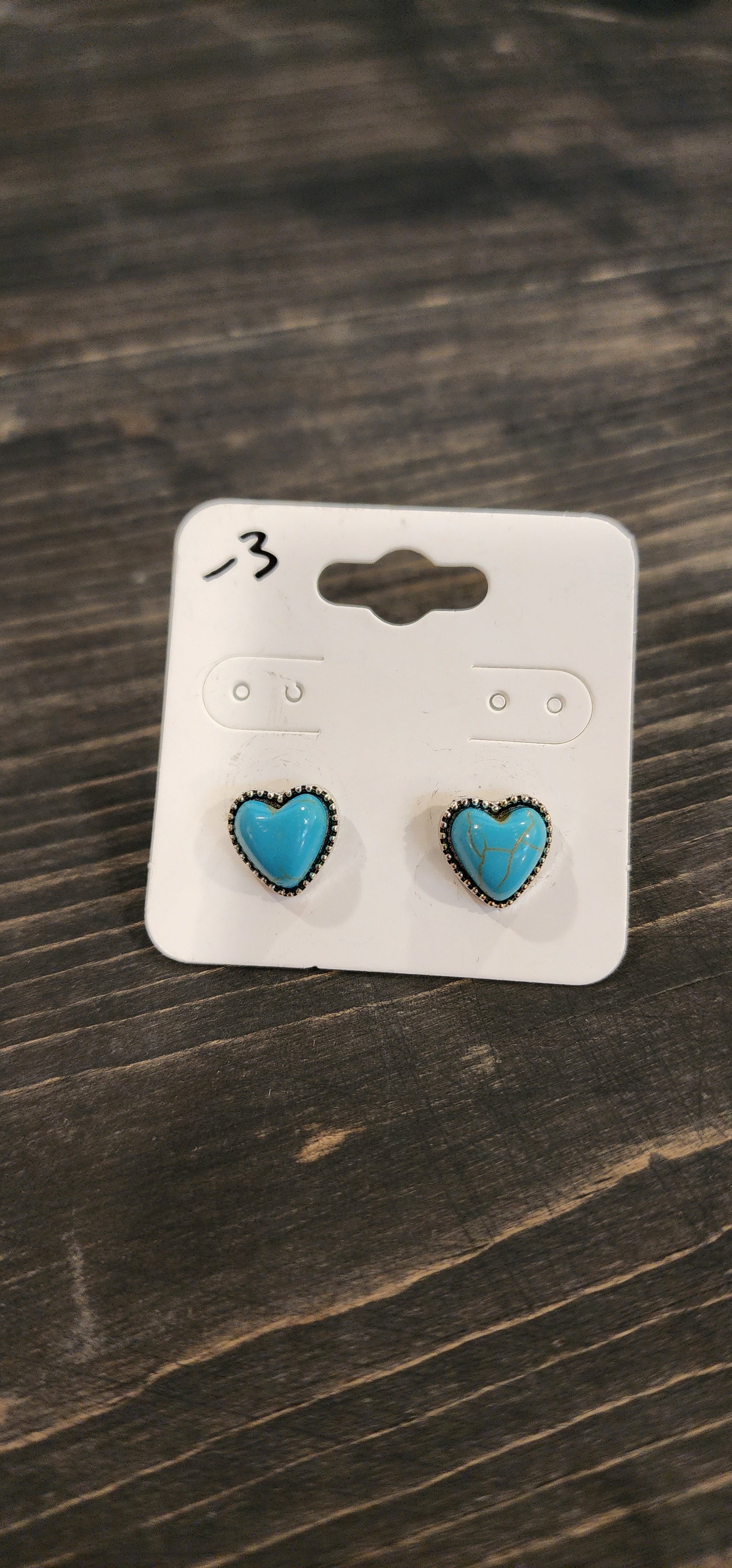 Turquoise Heart Small Stud Earrings