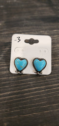 Turquoise Heart Large Stud Earrings