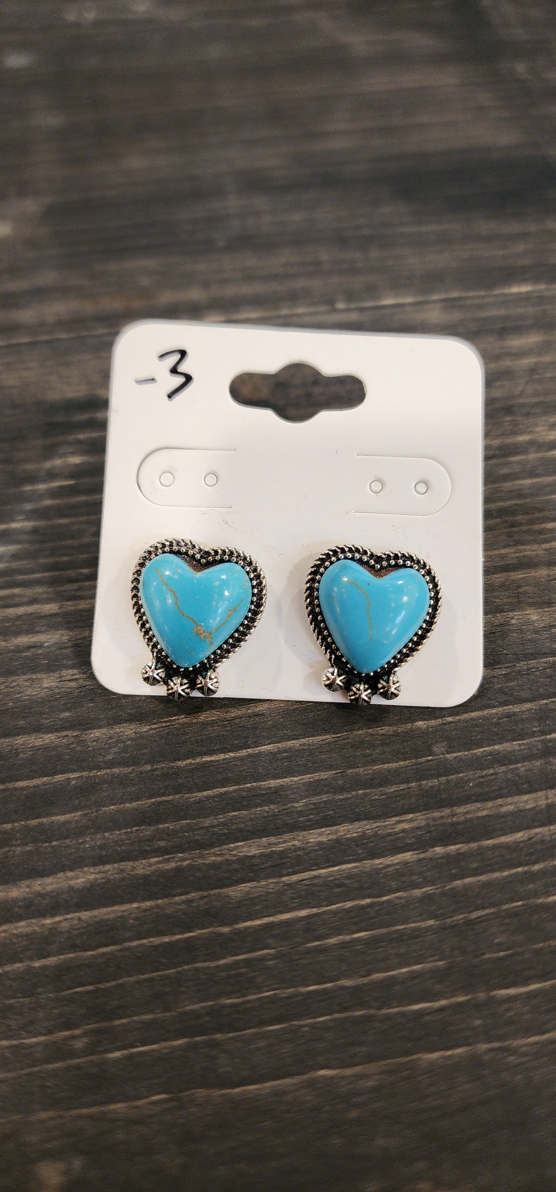 Turquoise Heart Large Stud Earrings