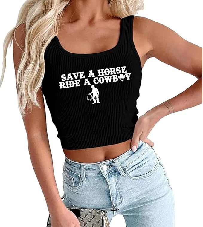“Save a Horse Ride a Cowboy” Crop Tank Top