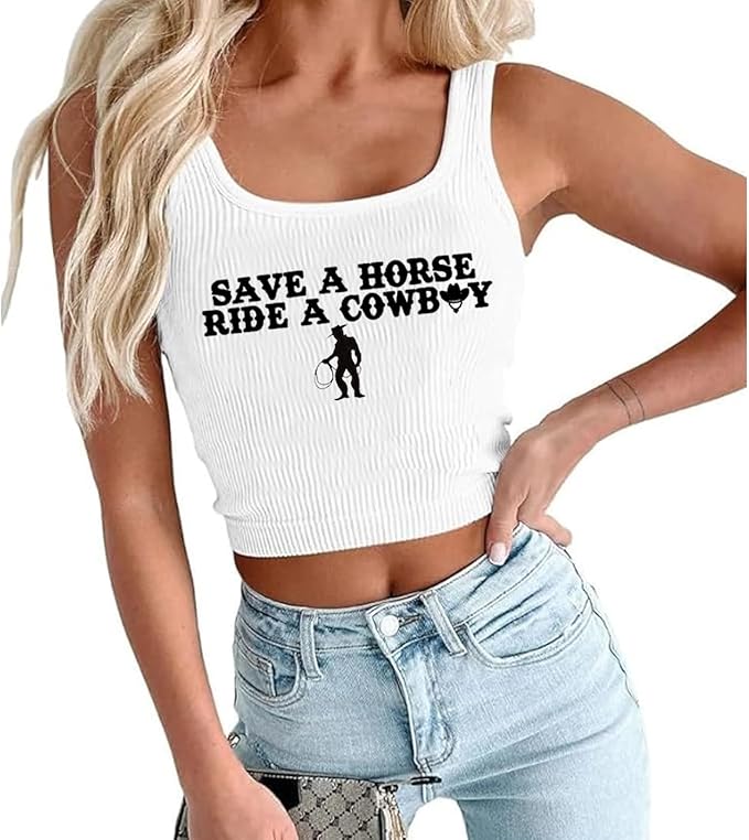“Save a Horse Ride a Cowboy” Crop Tank Top