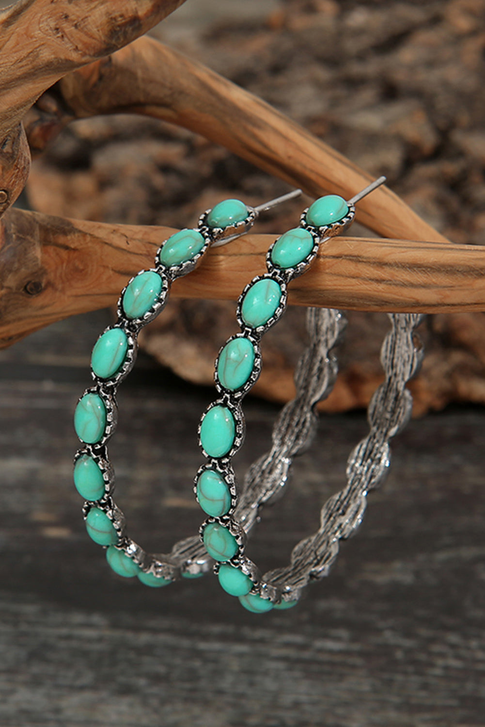 Sky Blue Gem C-shape Earrings