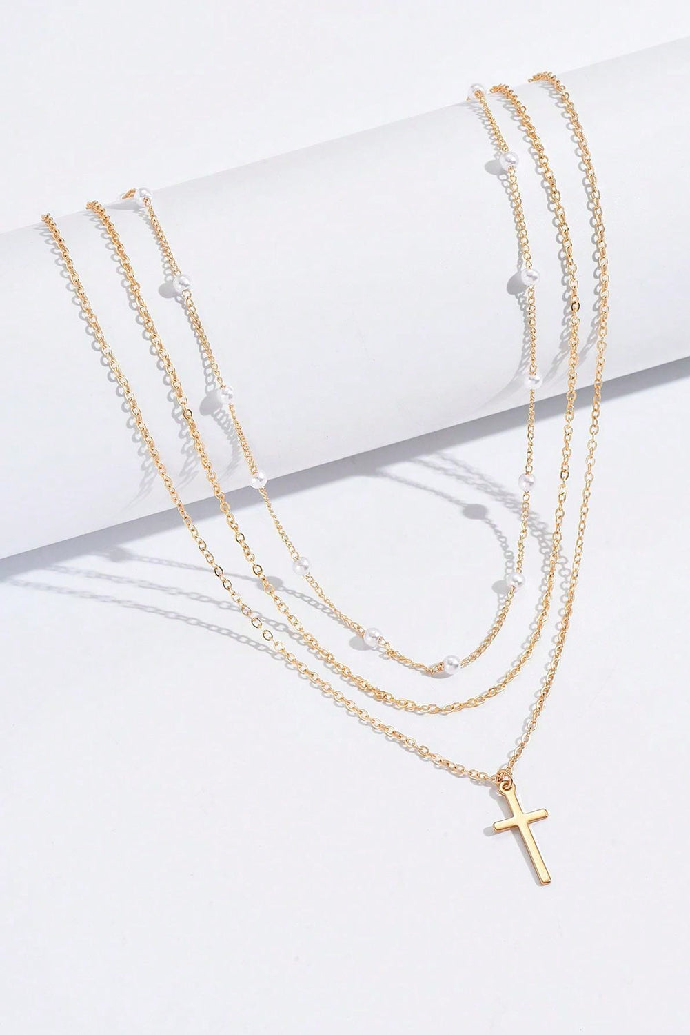 Gold Plated Triple Layer Chain Necklace