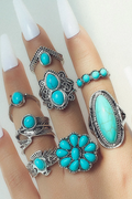 Vintage Western Turquoise 8-piece Ring Set