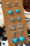 Turquoise Western Pattern Stud Earrings