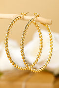Gold Twisted Design Alloy Hoop Earrings